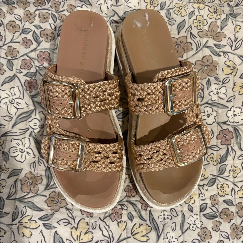 Madden Girl Tan Woven Sandals
